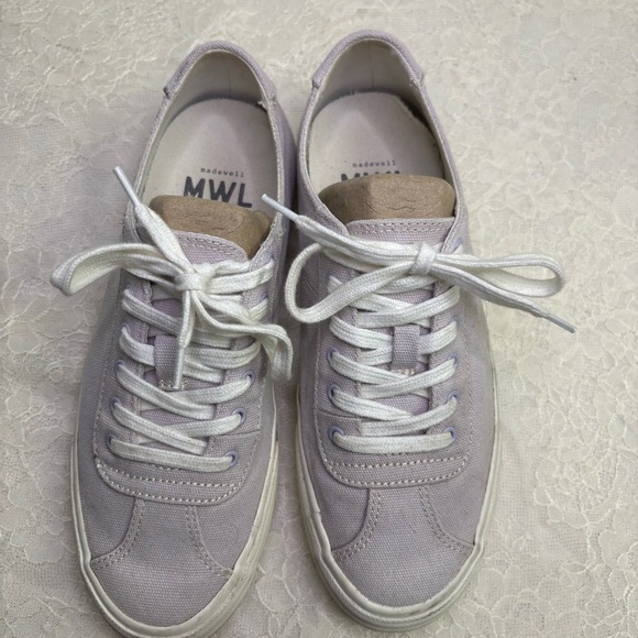 Madewell Womens 7.5 Sidewalk Canvas LowTop Sneakers Pastel Purple Lace Up Spring - Picture 5 of 11